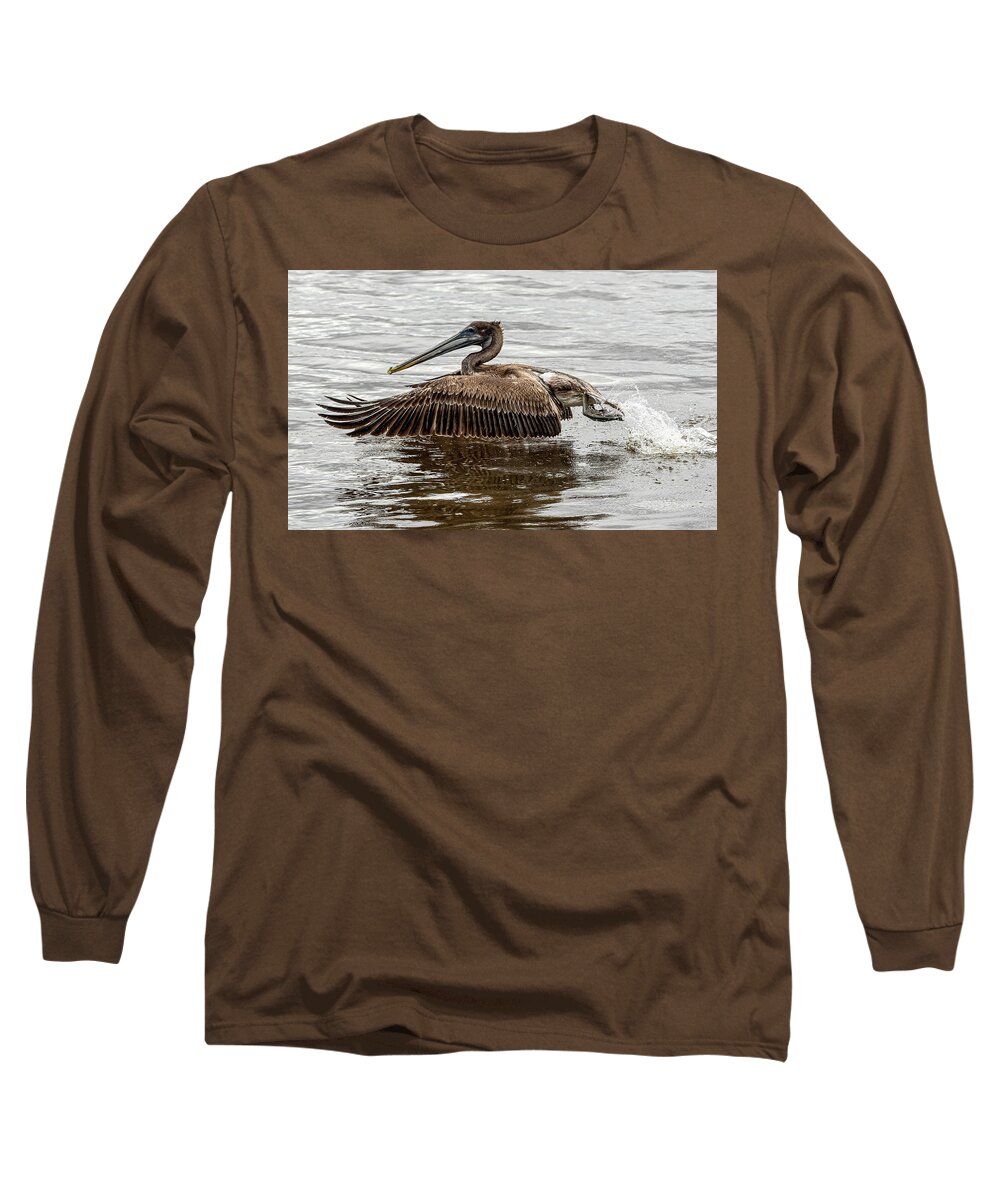 Pelican Long Sleeve T-Shirt featuring the photograph Take Off by Jerry Connally