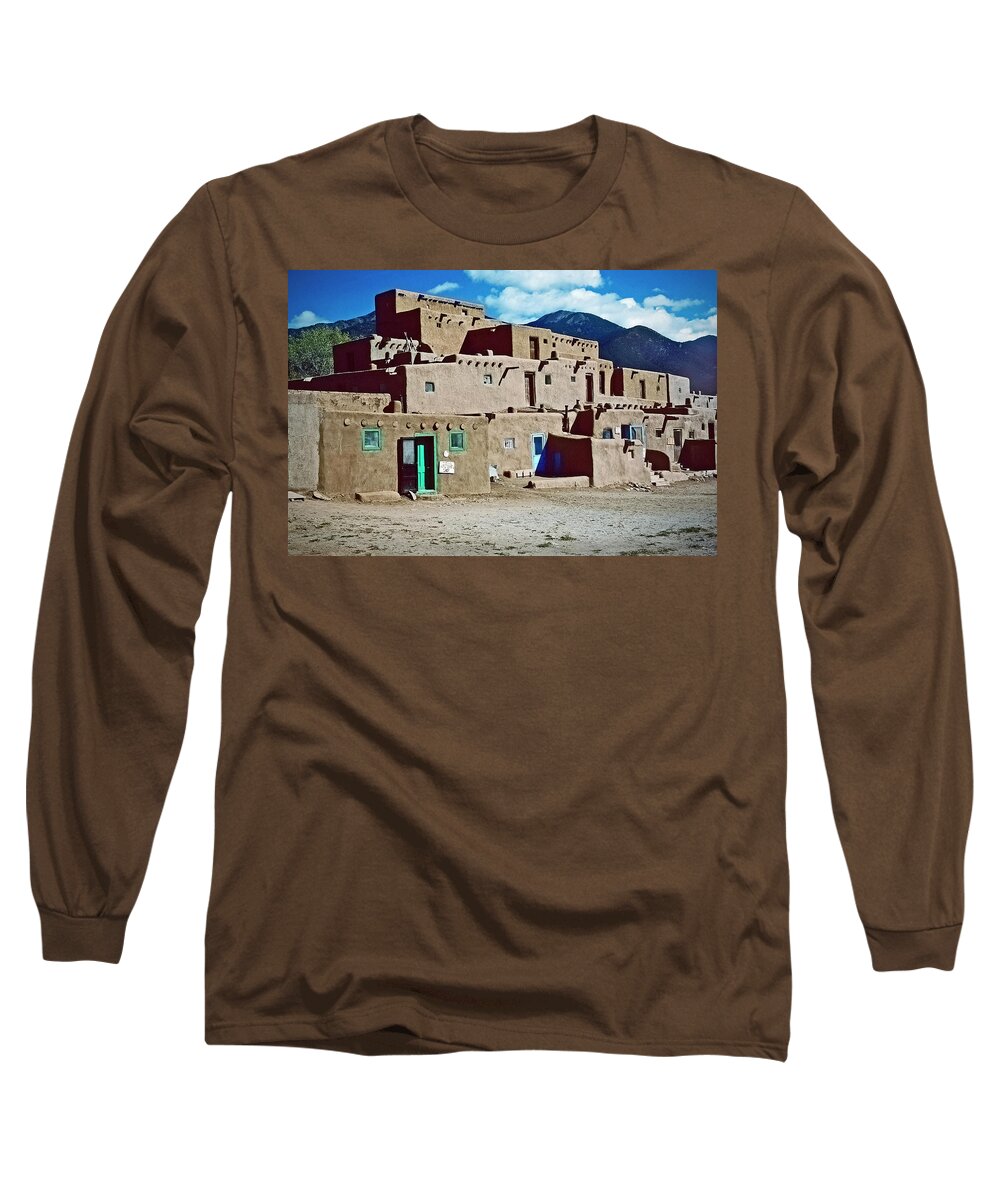 Pueblo Long Sleeve T-Shirt featuring the photograph Taos Pueblo by Ira Marcus