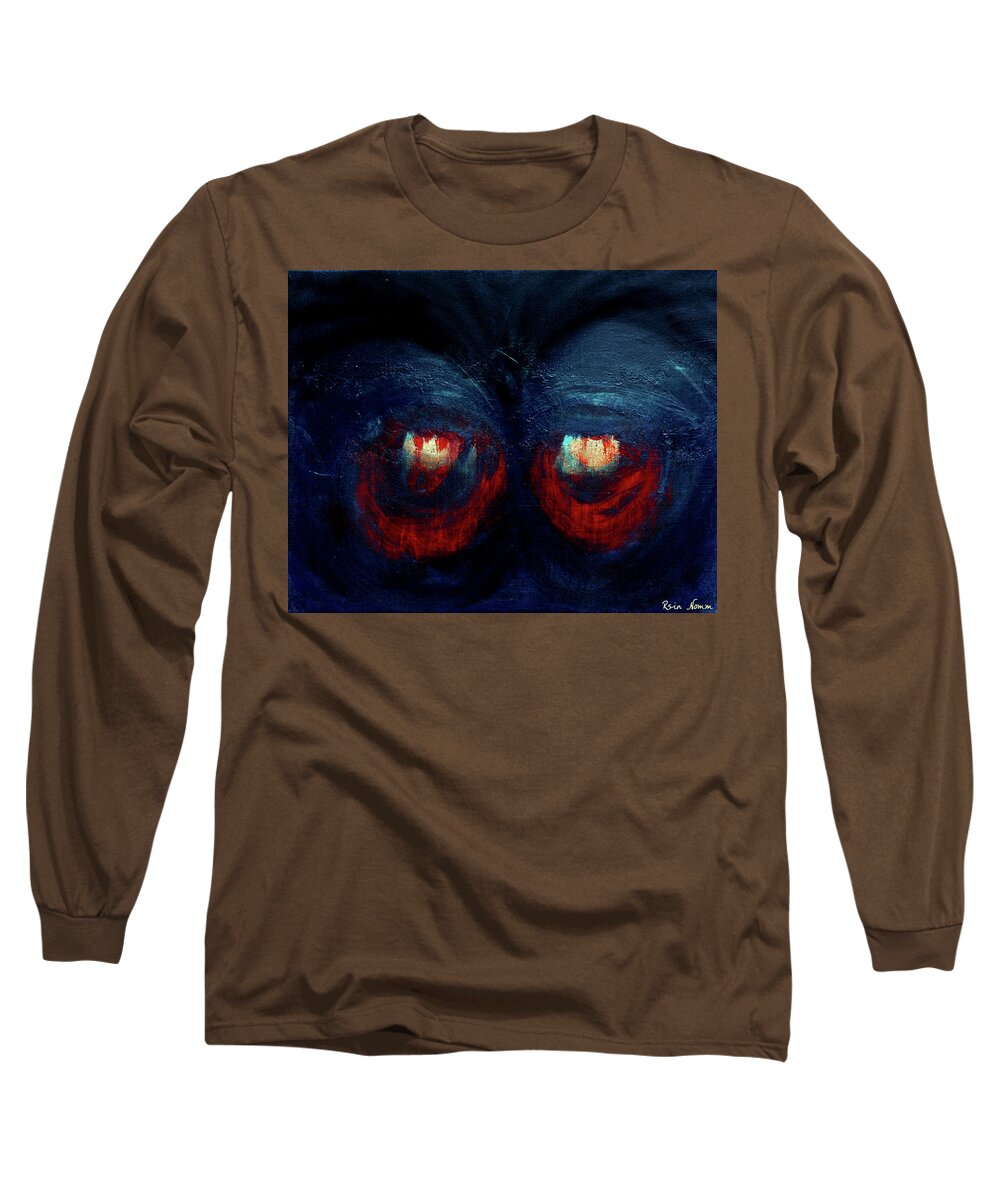  Long Sleeve T-Shirt featuring the painting The Eyes of Terror by Rein Nomm