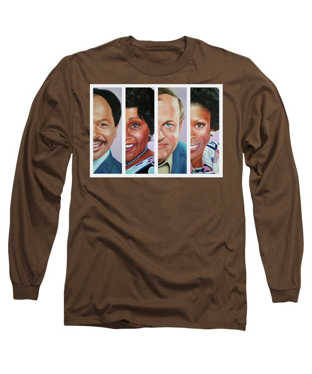 Tv Sitcom Long Sleeve T-Shirt featuring the painting The Jeffersons by Vic Ritchey