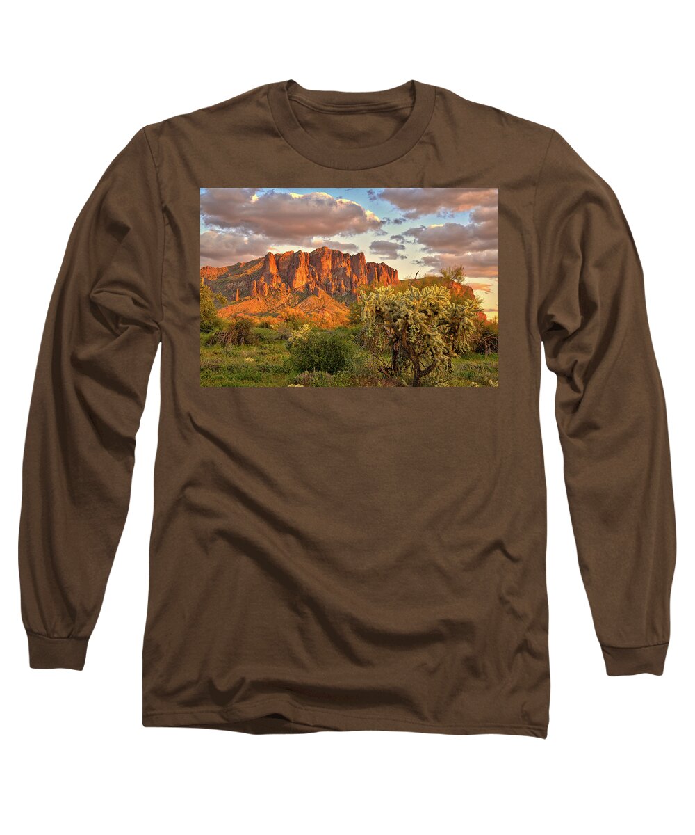 Superstition Mountains Long Sleeve T-Shirt featuring the photograph The Superstition Mountains by Chance Kafka