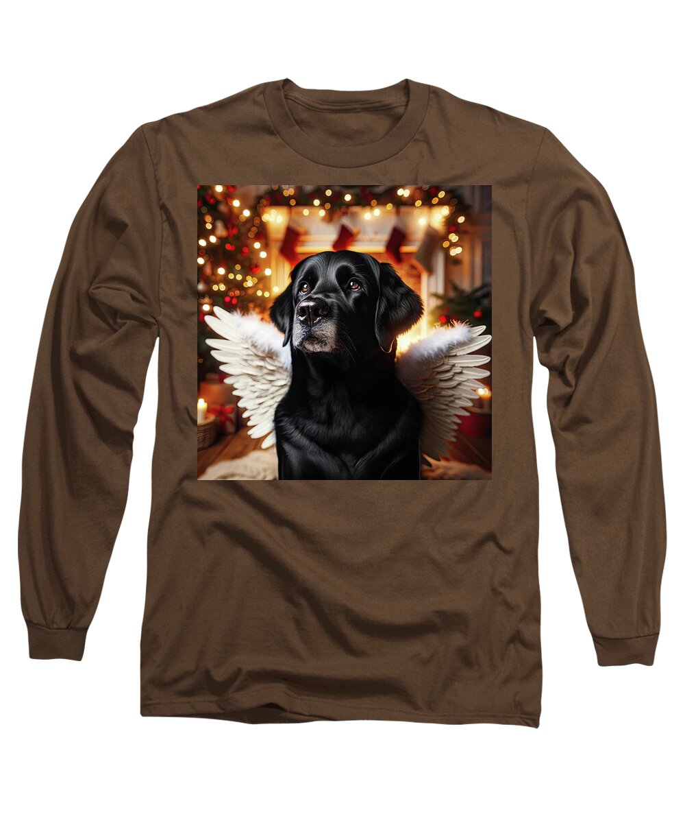 Labrador Retriever Long Sleeve T-Shirt featuring the digital art Thunder Heavenly Christmas by Bill and Linda Tiepelman
