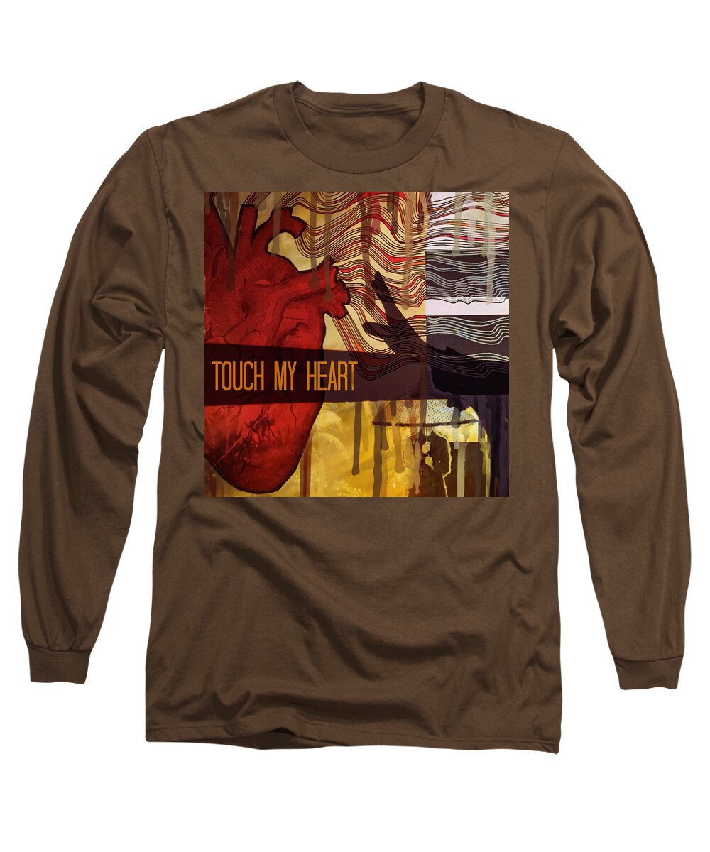Collage Long Sleeve T-Shirt featuring the digital art Touch My Heart by Tanja Leuenberger