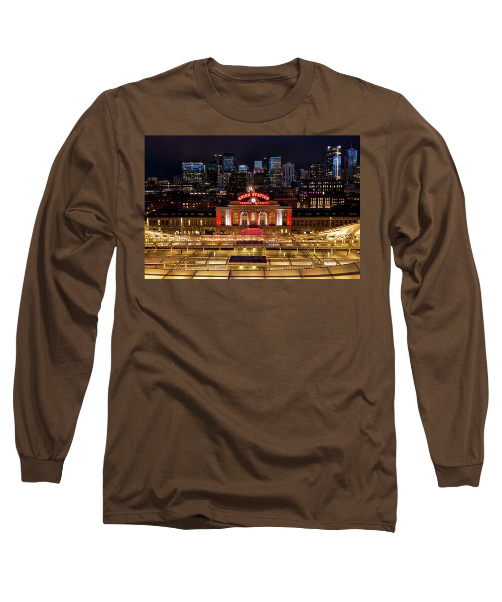 Union Station Long Sleeve T-Shirt featuring the photograph Travel by Night by Chuck Rasco Photography