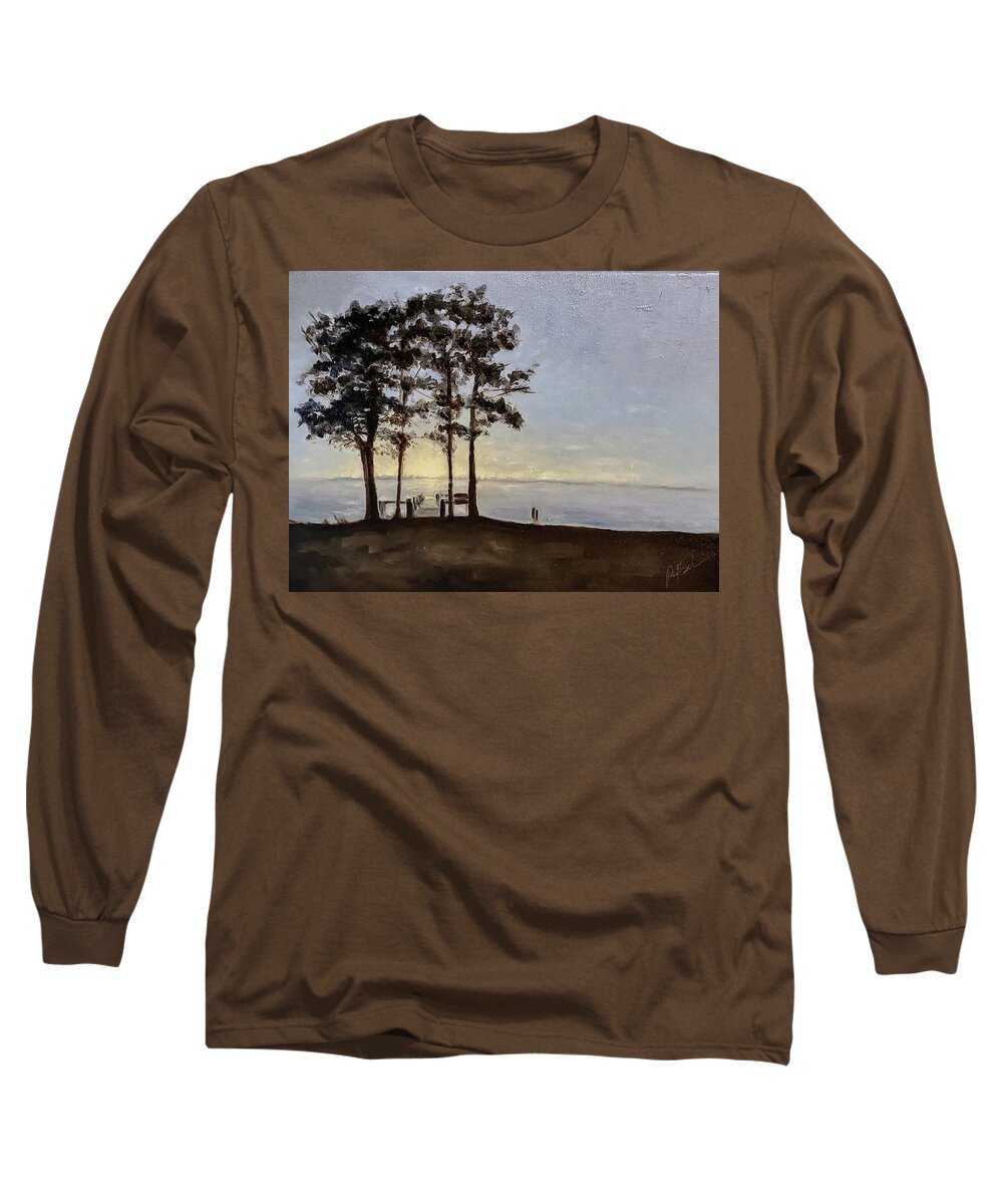  Long Sleeve T-Shirt featuring the painting Winter Sun by Art of Raman