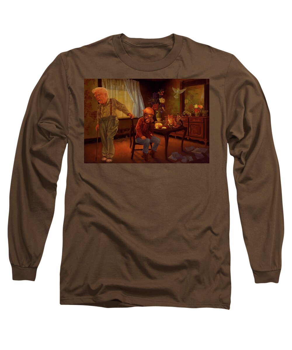 Trump Long Sleeve T-Shirt featuring the painting Your on your own by Hans Neuhart