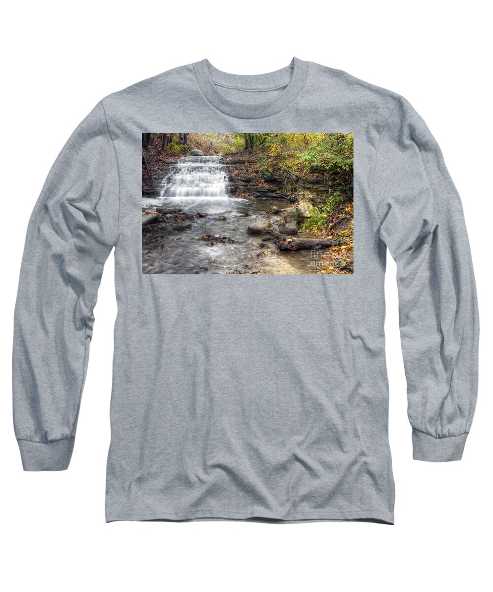 Water Long Sleeve T-Shirt featuring the photograph 0278 South Elgin Waterfall by Steve Sturgill