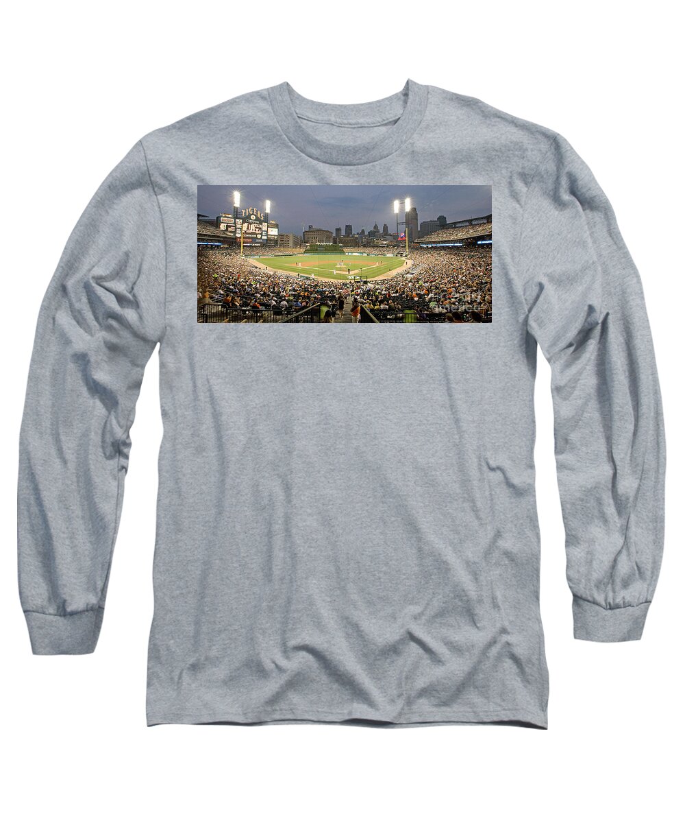 Baseball Long Sleeve T-Shirt featuring the photograph 0555 Comerica Park Detroit by Steve Sturgill