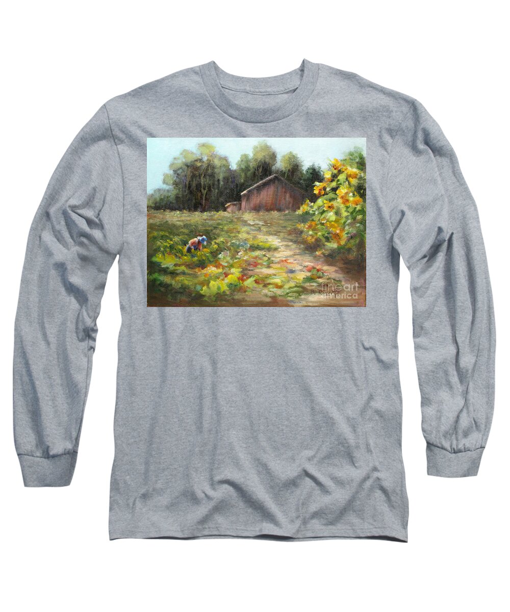 Art Long Sleeve T-Shirt featuring the painting Community Garden #2 by B Rossitto