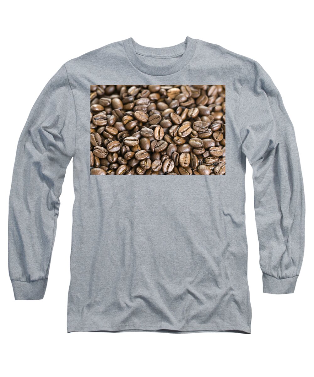 Coffee Beans Long Sleeve T-Shirt featuring the photograph Roasted Coffee Beans #1 by Lee Avison