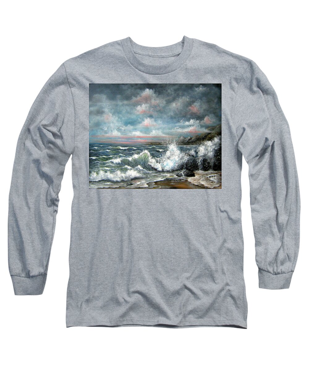 Ocean Long Sleeve T-Shirt featuring the painting Turning tide by Bella Apollonia