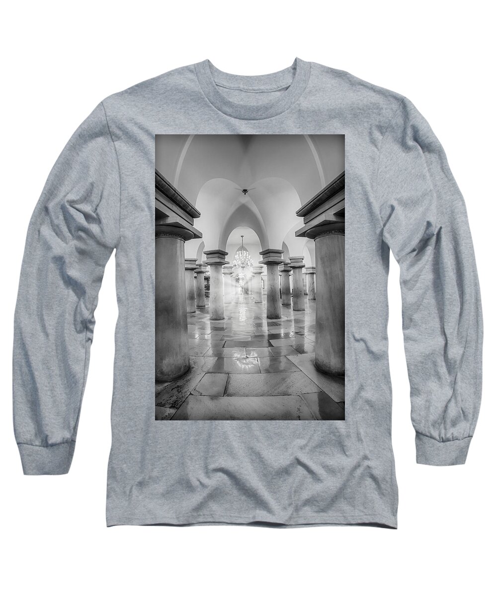 District Of Columbia Long Sleeve T-Shirt featuring the photograph United States Capitol Crypt #1 by Susan Candelario
