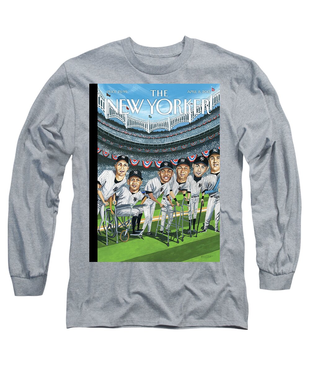 Yankees Long Sleeve T-Shirt featuring the painting Hitting Forty by Mark Ulriksen