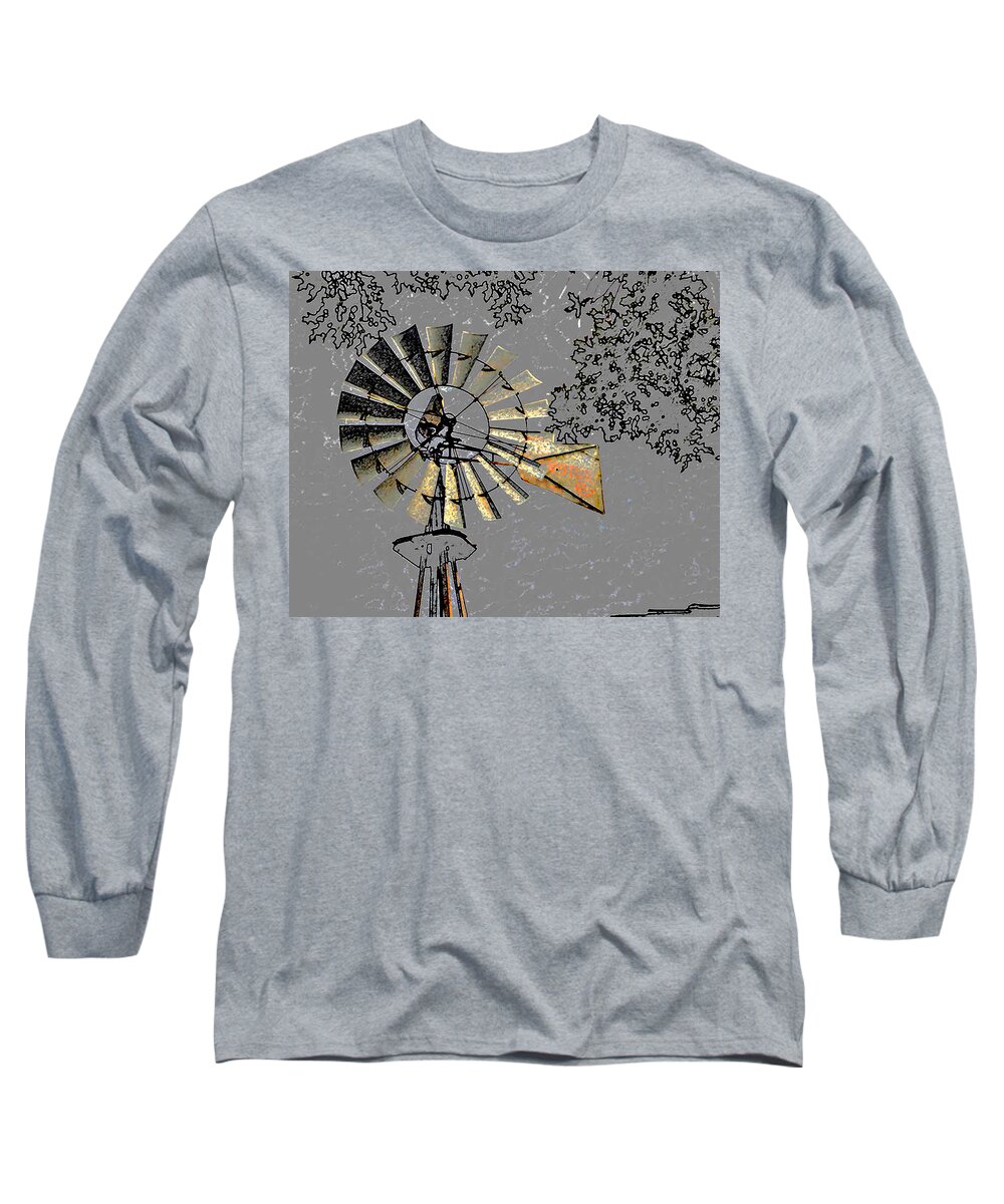 Farm Long Sleeve T-Shirt featuring the photograph Yesterday's Windmill by Linda Cox