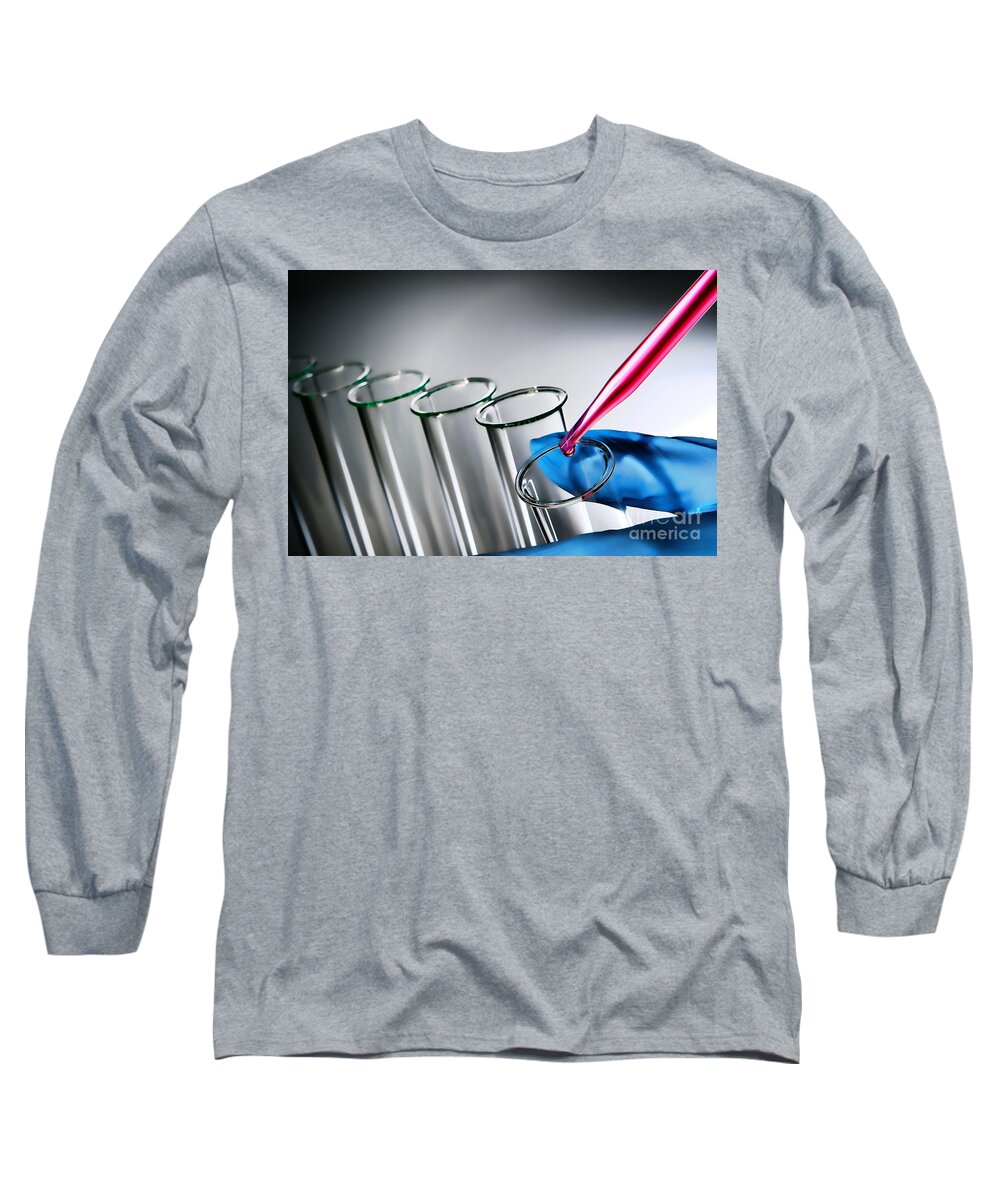 Test Long Sleeve T-Shirt featuring the photograph Laboratory Experiment in Science Research Lab #13 by Science Research Lab