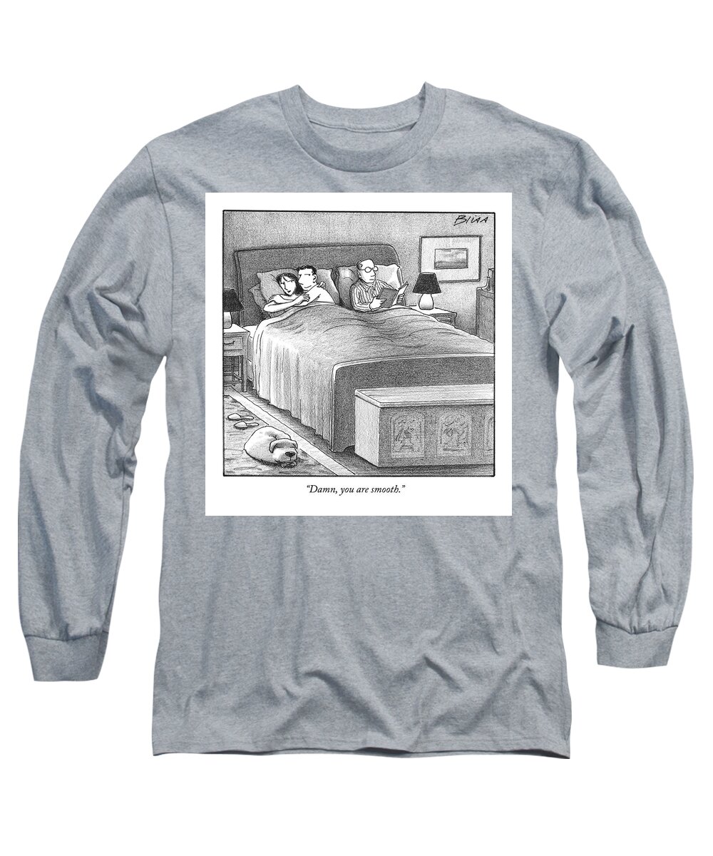 Adultery Long Sleeve T-Shirt featuring the drawing Damn, You Are Smooth by Harry Bliss
