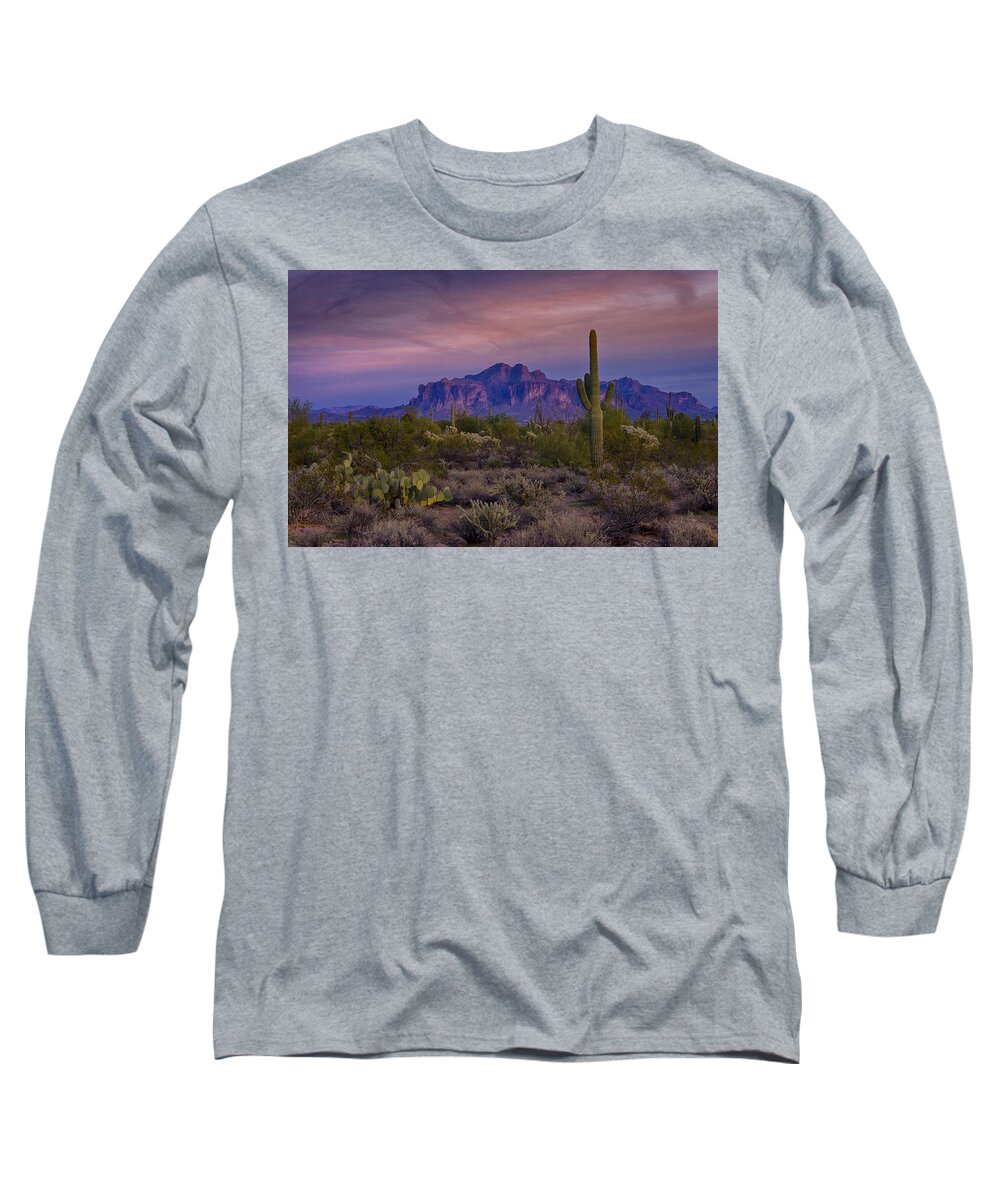 Sunset Long Sleeve T-Shirt featuring the photograph A Beautiful Desert Evening #3 by Saija Lehtonen