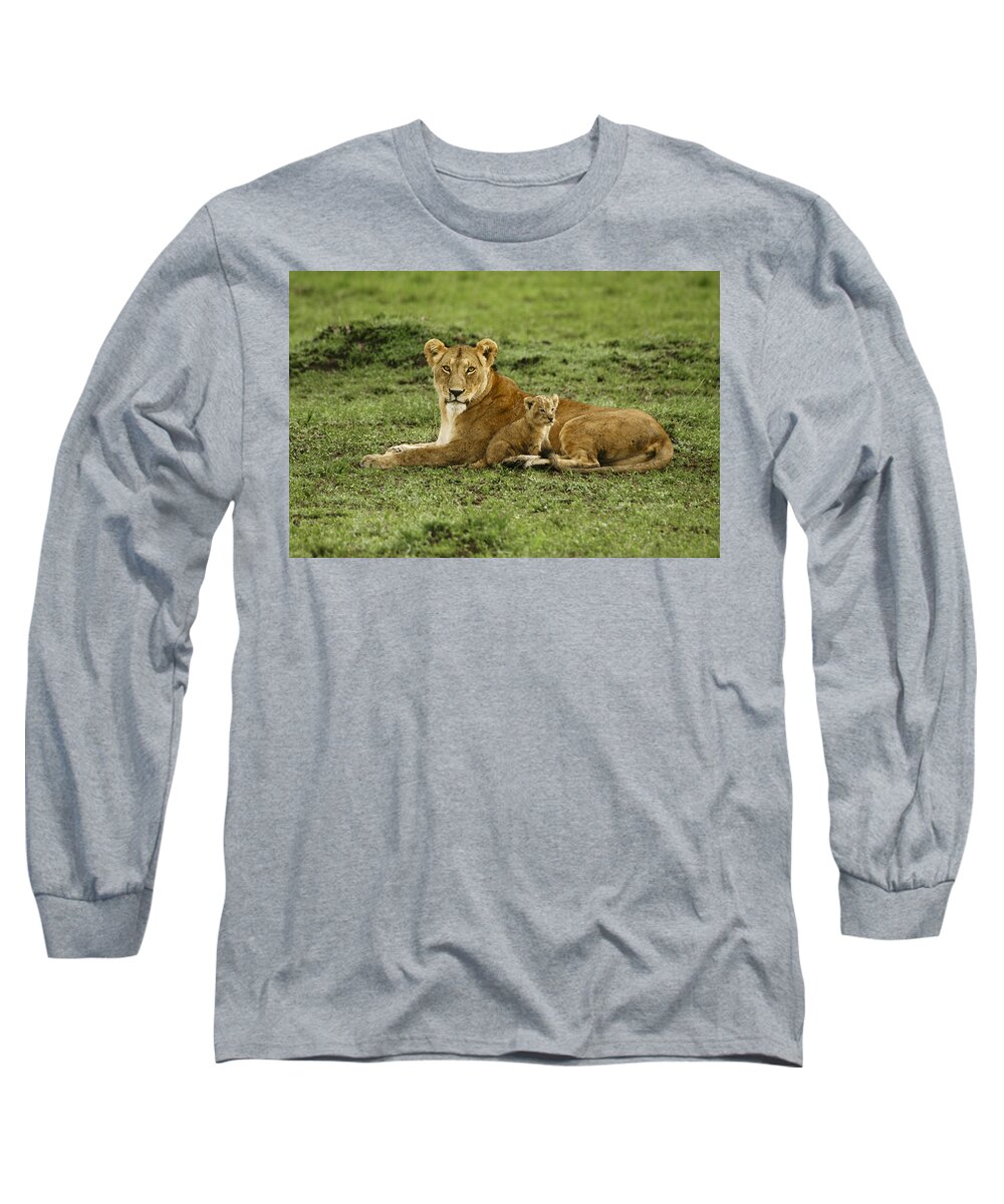 Lion Long Sleeve T-Shirt featuring the photograph Mama's Little Baby #2 by Michele Burgess