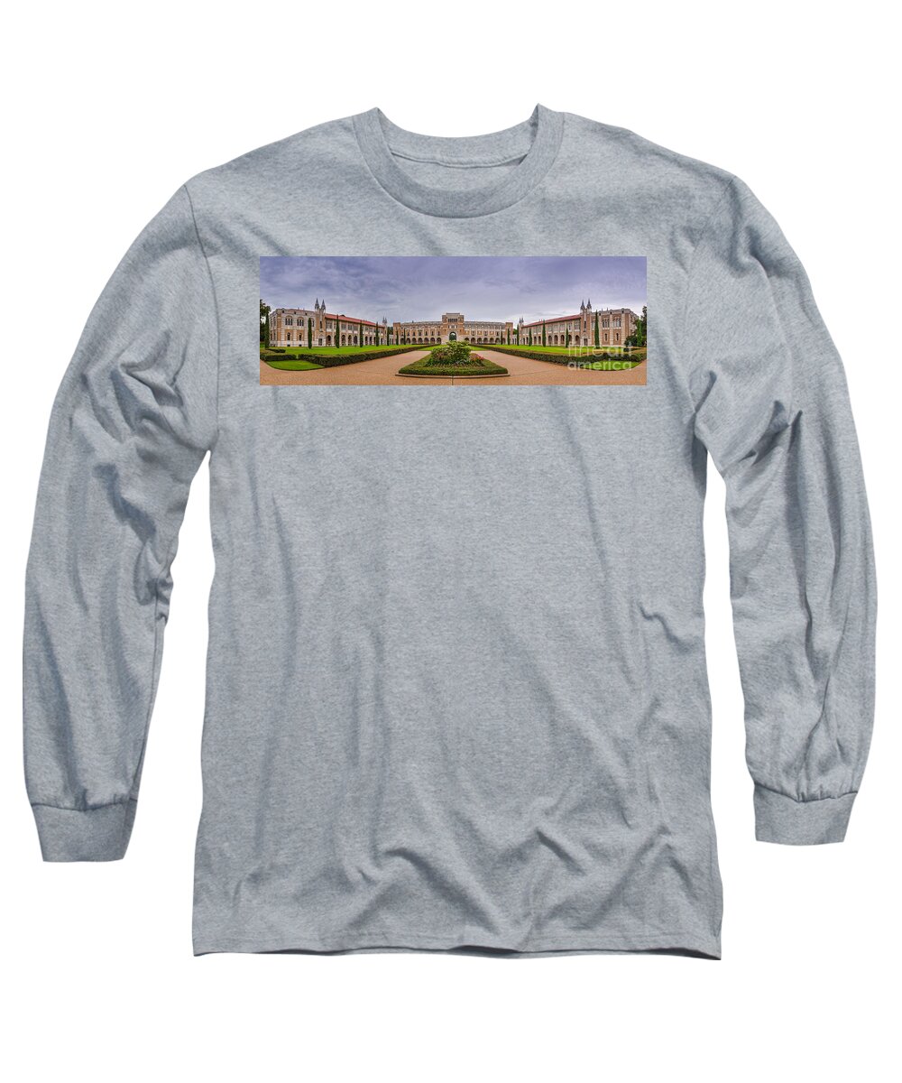 Rice University Long Sleeve T-Shirt featuring the photograph Panorama of Rice University Academic Quad - Houston Texas by Silvio Ligutti