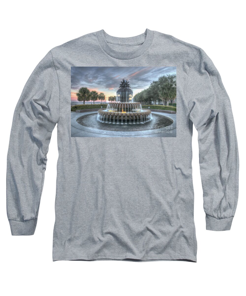 Pineapple Fountain Long Sleeve T-Shirt featuring the photograph Majestic Sunset in Waterfront Park by Dale Powell