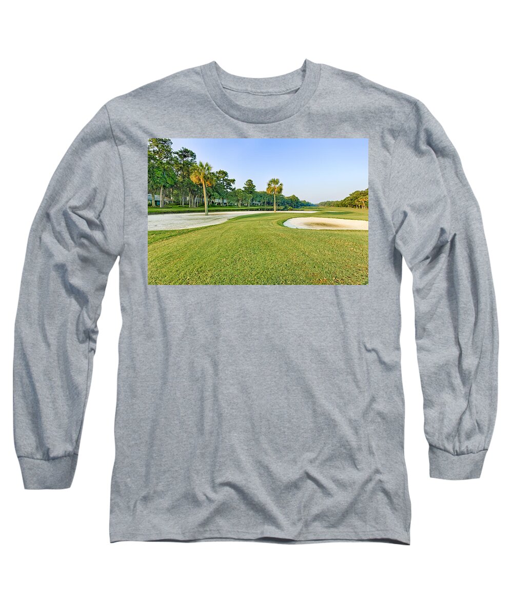 Abstract Long Sleeve T-Shirt featuring the photograph Golf Course #3 by Peter Lakomy