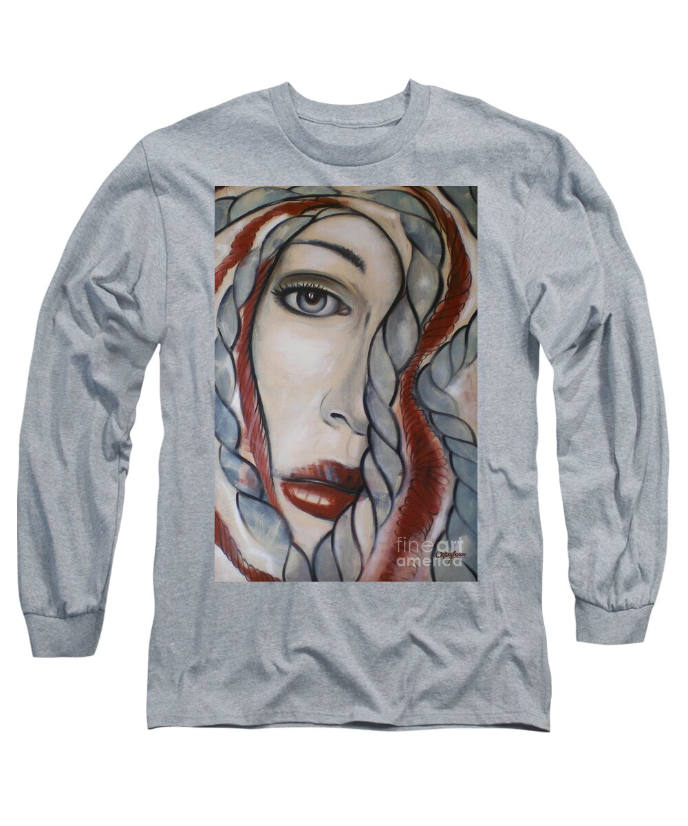 Woman Long Sleeve T-Shirt featuring the painting Melancholy 090409 #2 by Selena Boron