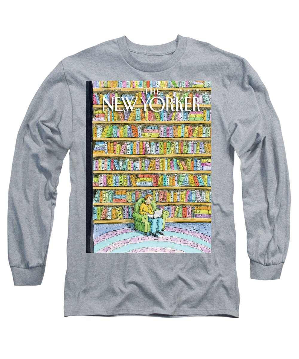 Computer Long Sleeve T-Shirt featuring the painting Shelved by Roz Chast