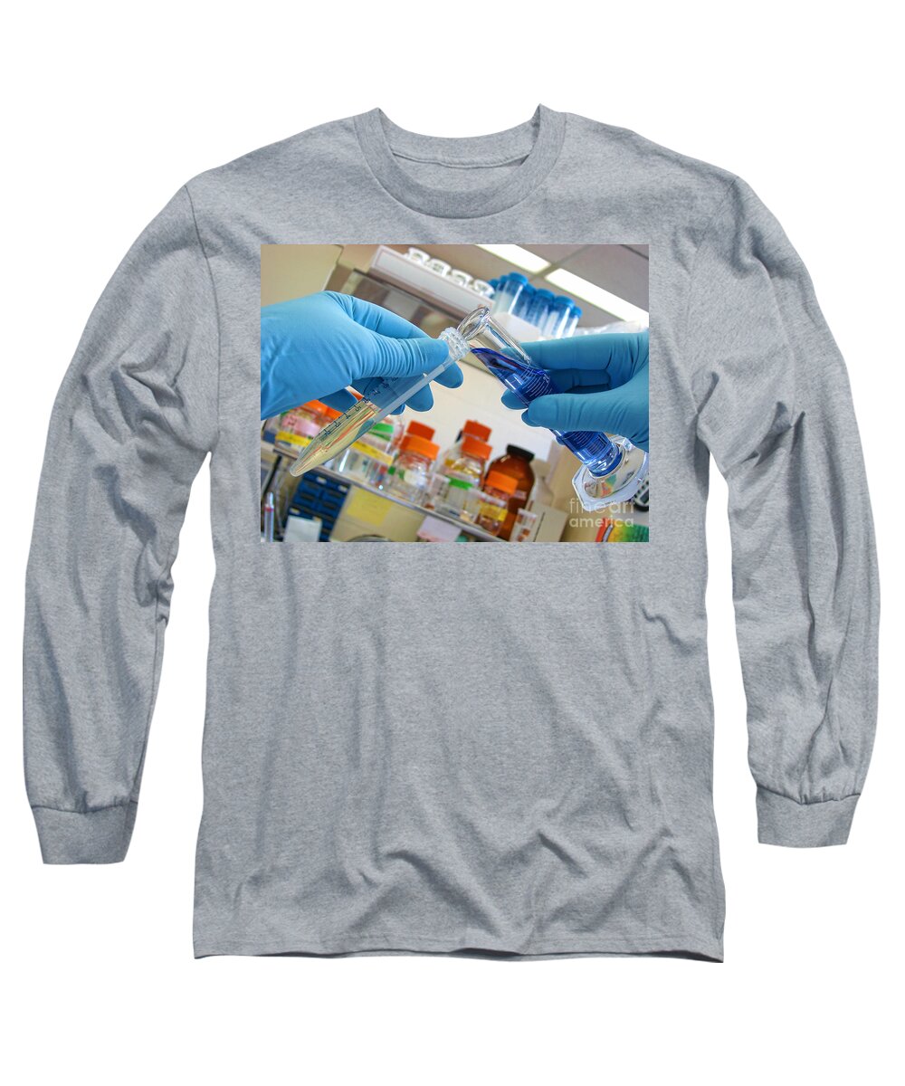 Test Long Sleeve T-Shirt featuring the photograph Laboratory Experiment in Science Research Lab #5 by Science Research Lab