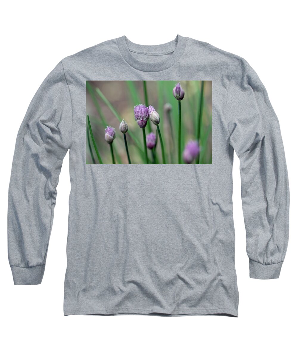 Chives Long Sleeve T-Shirt featuring the photograph A Culinary Necessity by Debbie Oppermann