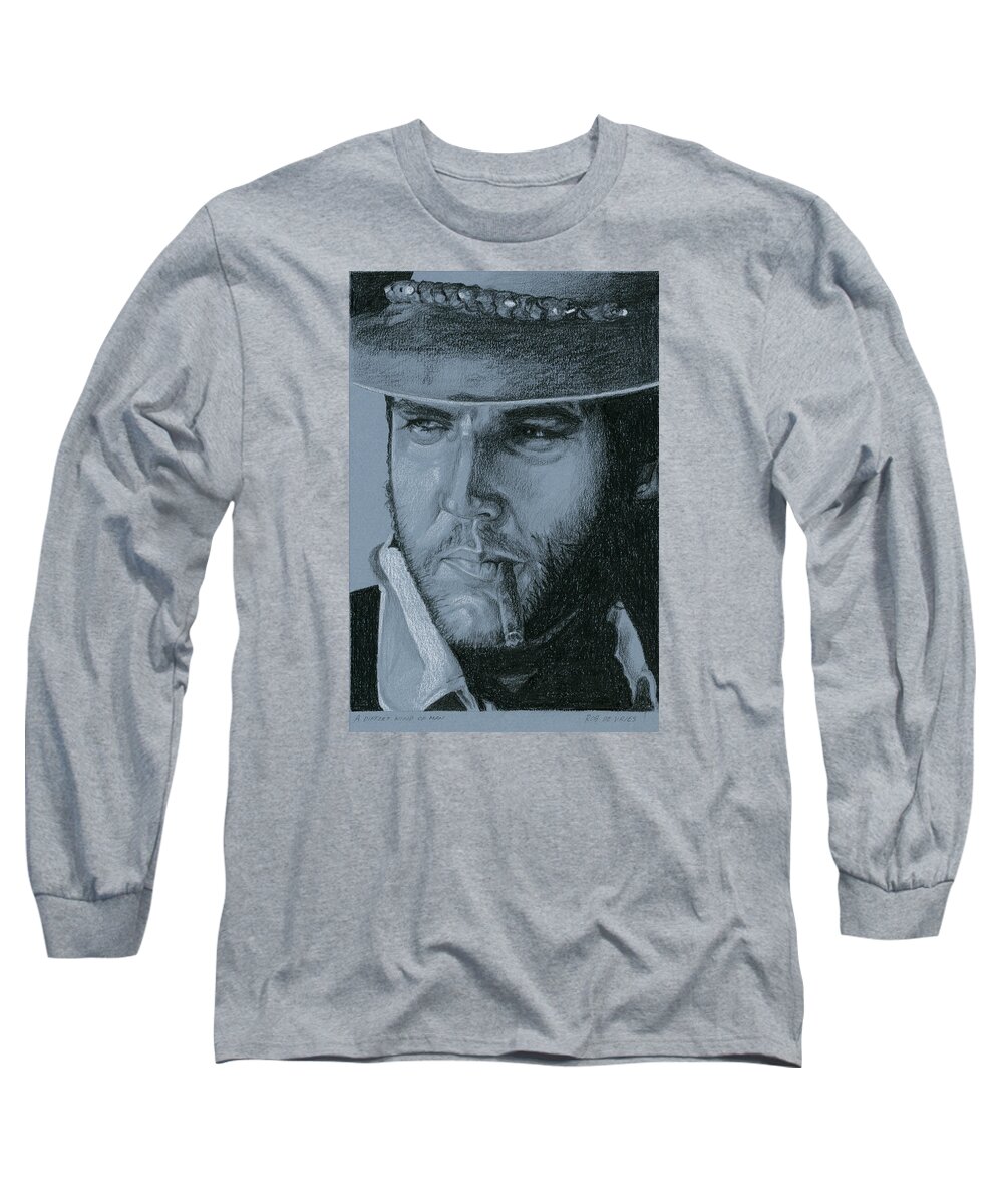 Elvis Long Sleeve T-Shirt featuring the drawing A different kind of man by Rob De Vries