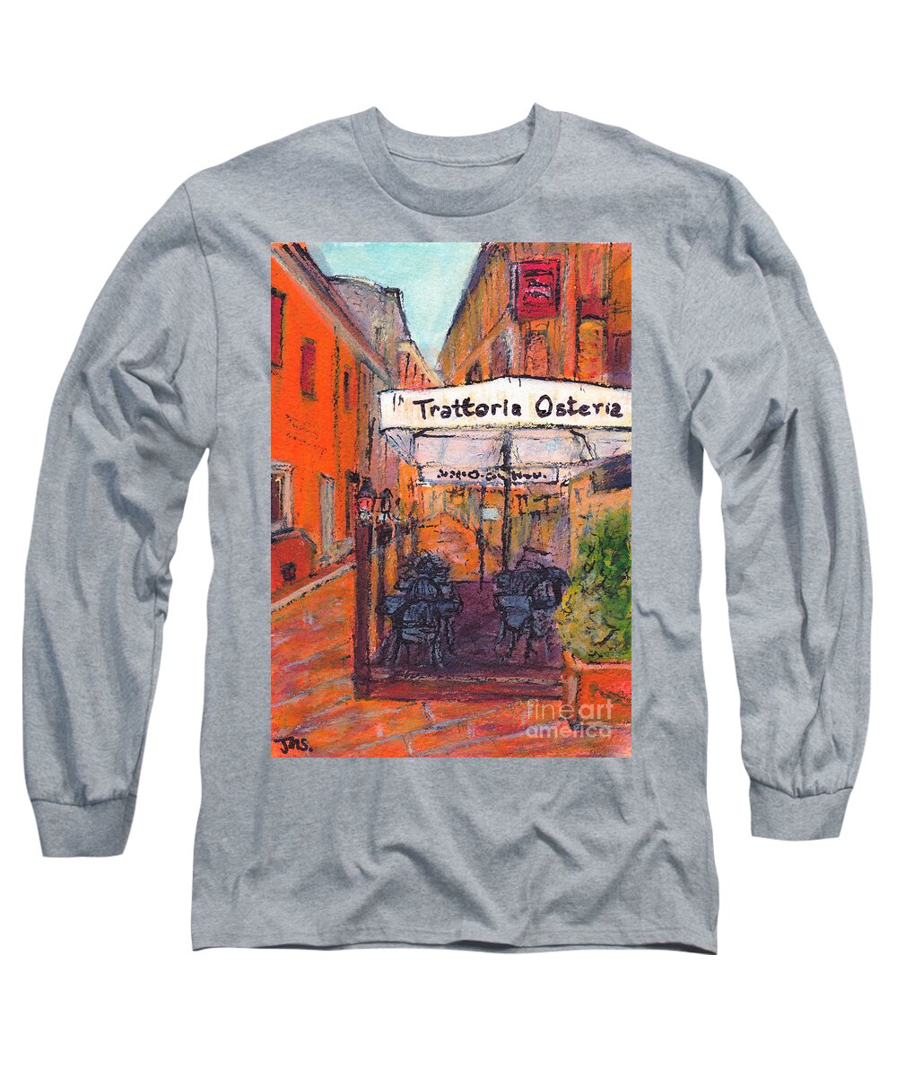 Painting Long Sleeve T-Shirt featuring the painting A Quiet Spot Bologna Italy by Jackie Sherwood