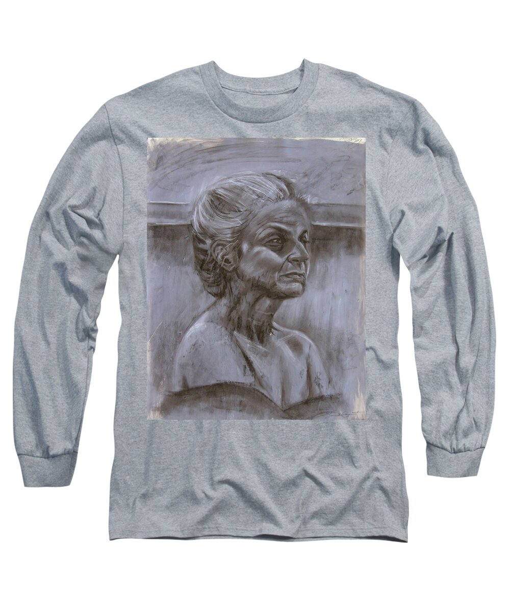 Old Long Sleeve T-Shirt featuring the painting Aged Woman by Samantha Geernaert