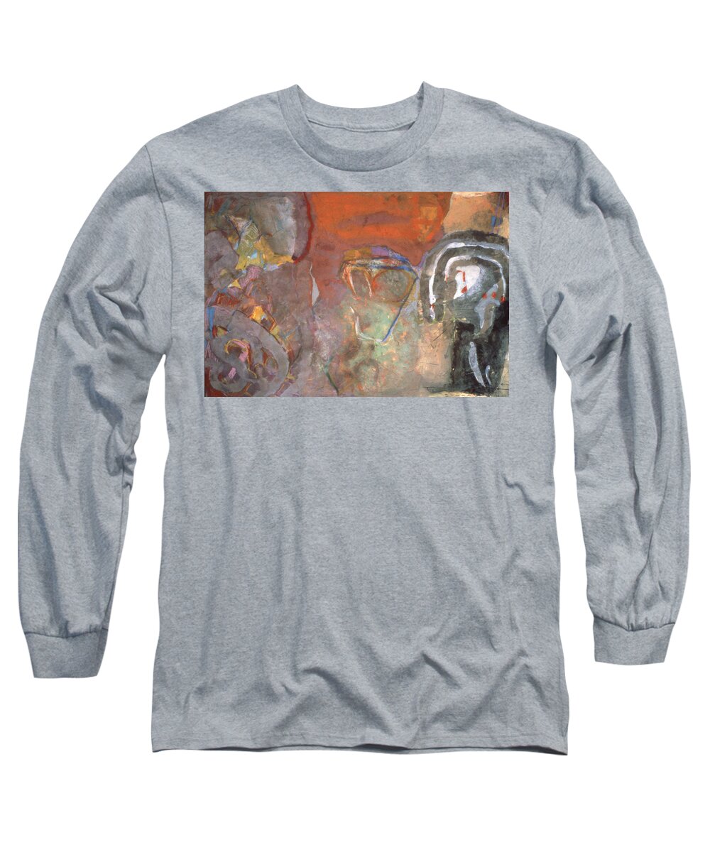 Gouache Long Sleeve T-Shirt featuring the mixed media Ancient Orange by Richard Baron