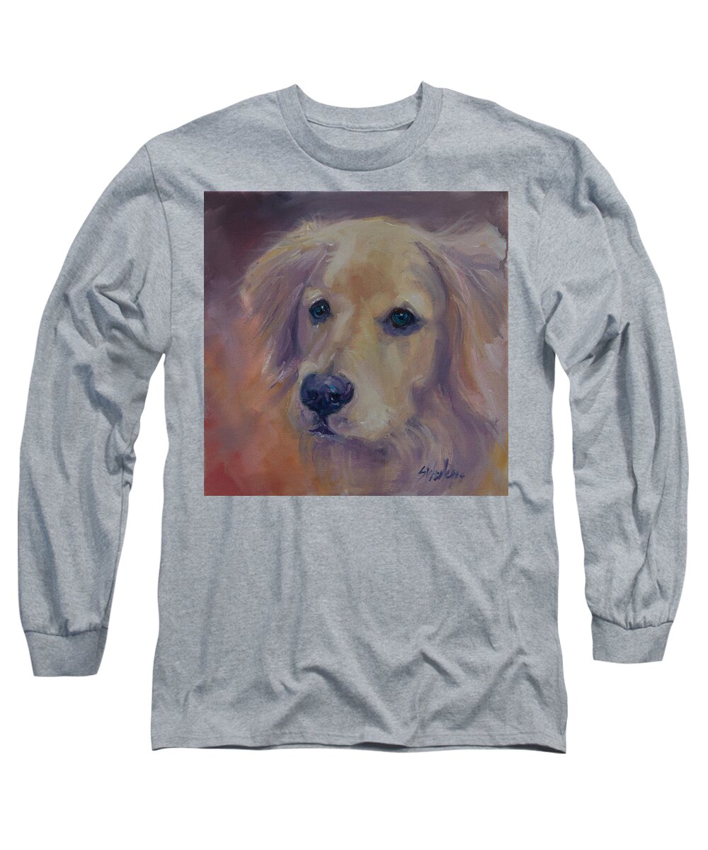 Golden Long Sleeve T-Shirt featuring the painting Angel Face by Sheila Wedegis