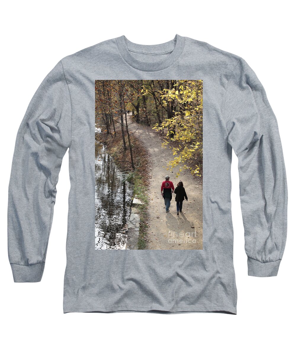 Canal Long Sleeve T-Shirt featuring the photograph Autumn Walk on the C and O Canal Towpath by William Kuta