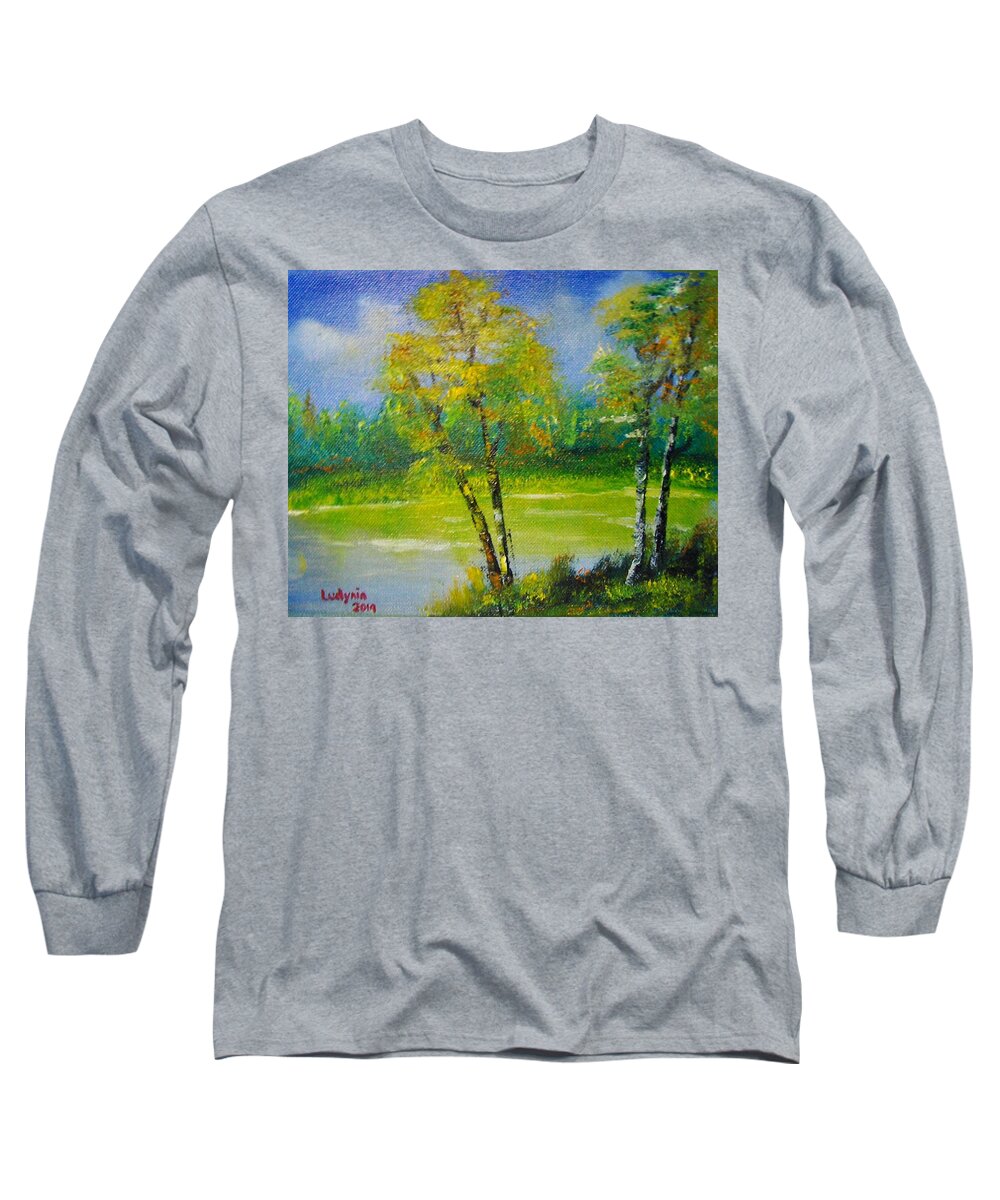 Art Long Sleeve T-Shirt featuring the painting Birches by Ryszard Ludynia