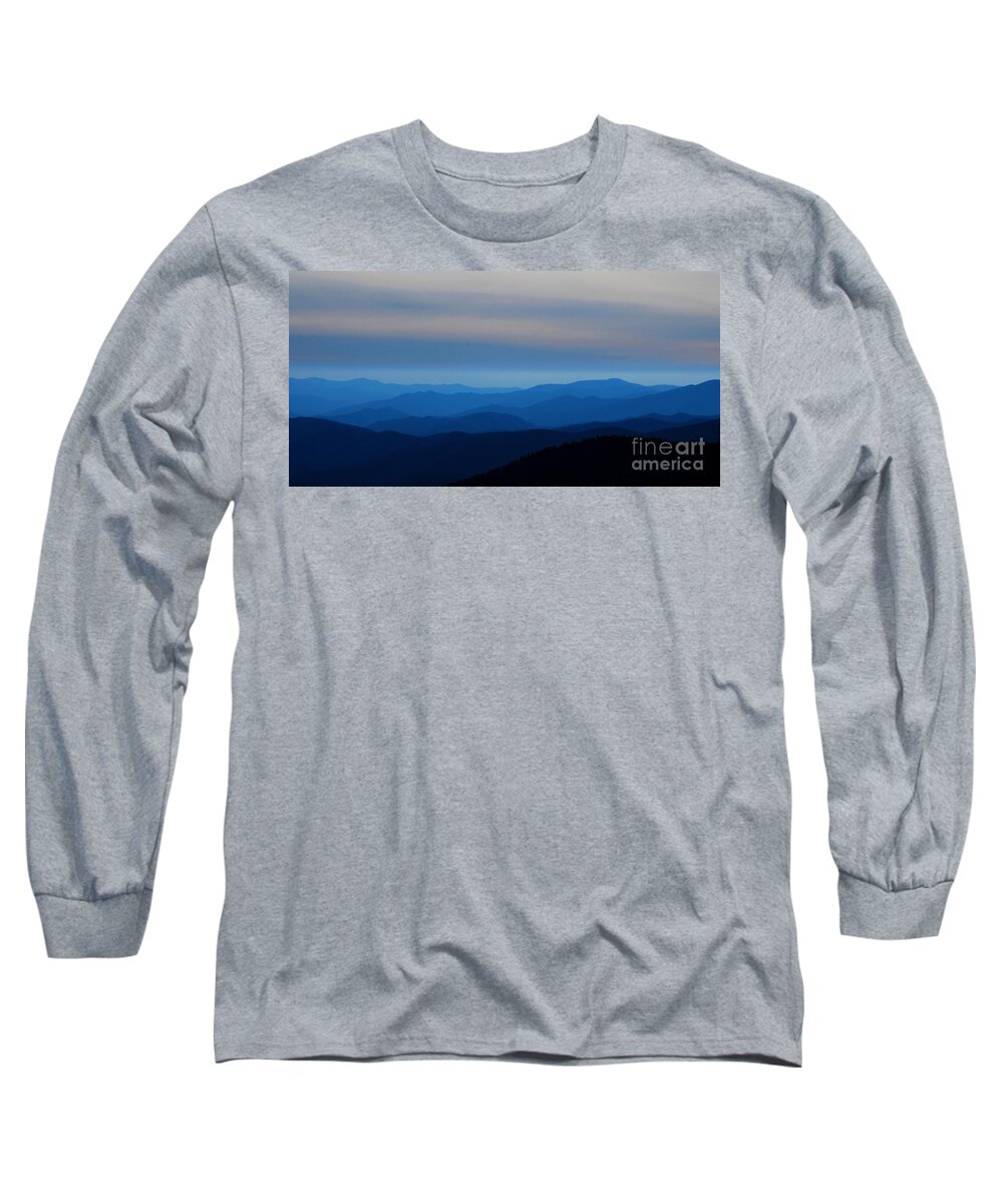 Mountains Long Sleeve T-Shirt featuring the photograph Blue Smokies at Dusk by Nancy Mueller