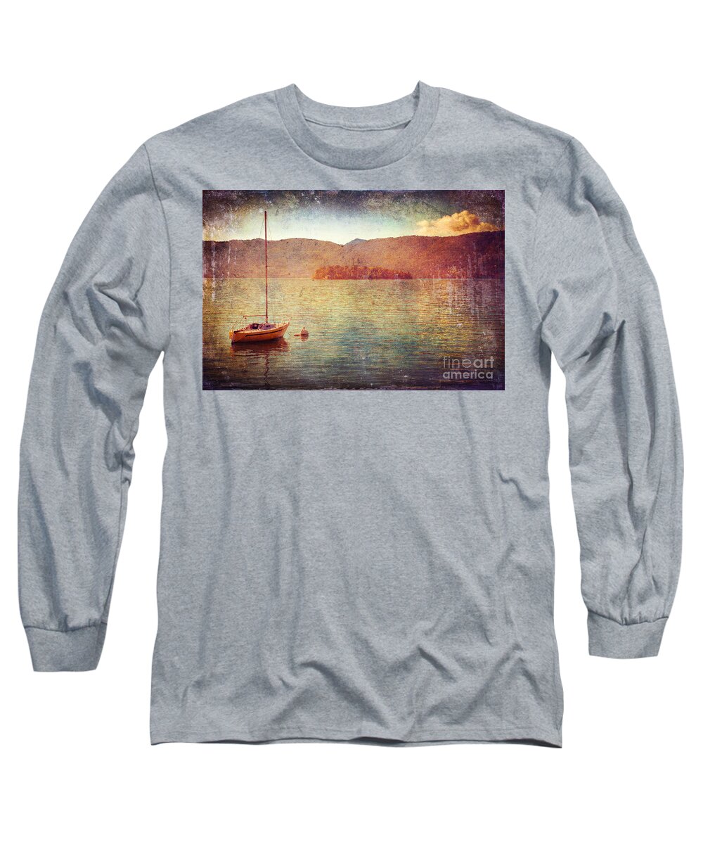 Italy Long Sleeve T-Shirt featuring the photograph Boat on Lake Maggiore by Silvia Ganora