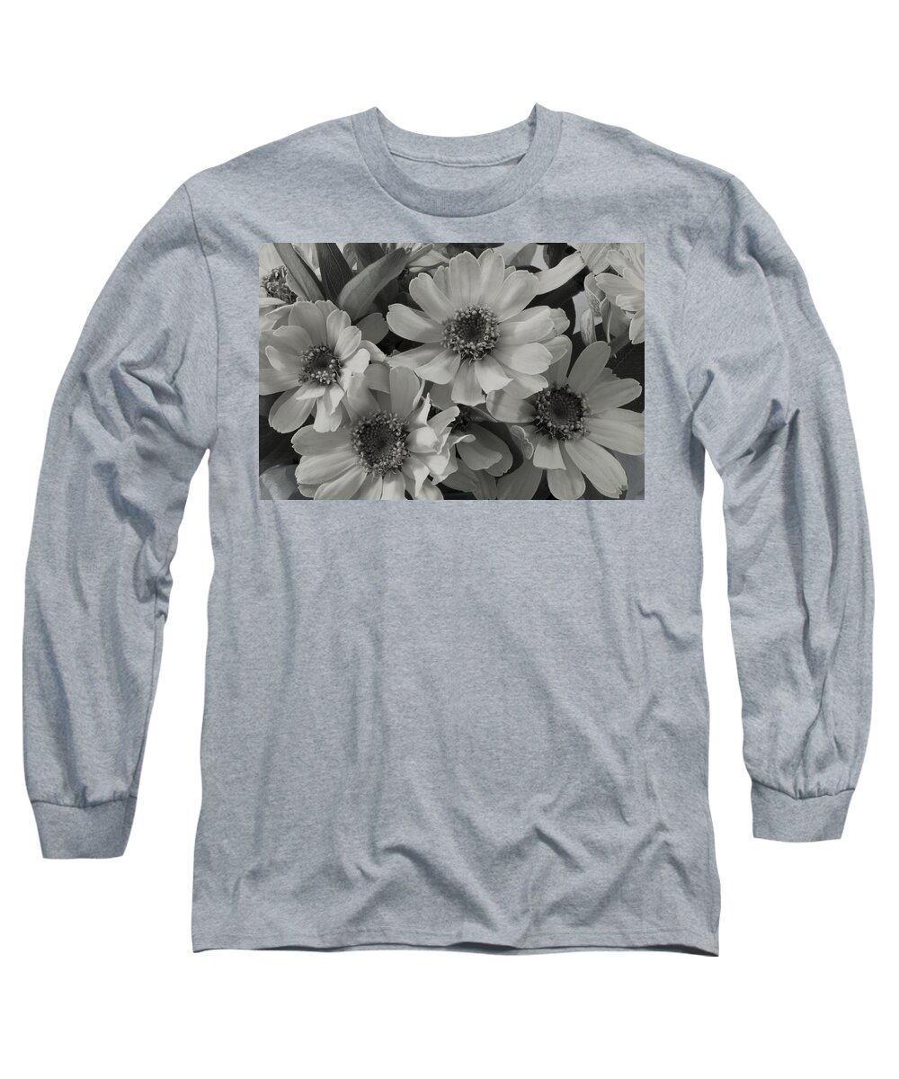 Brown Eyed Susan Monochrome Long Sleeve T-Shirt featuring the photograph Brown Eyed Susan Monochrome by Sandra Foster