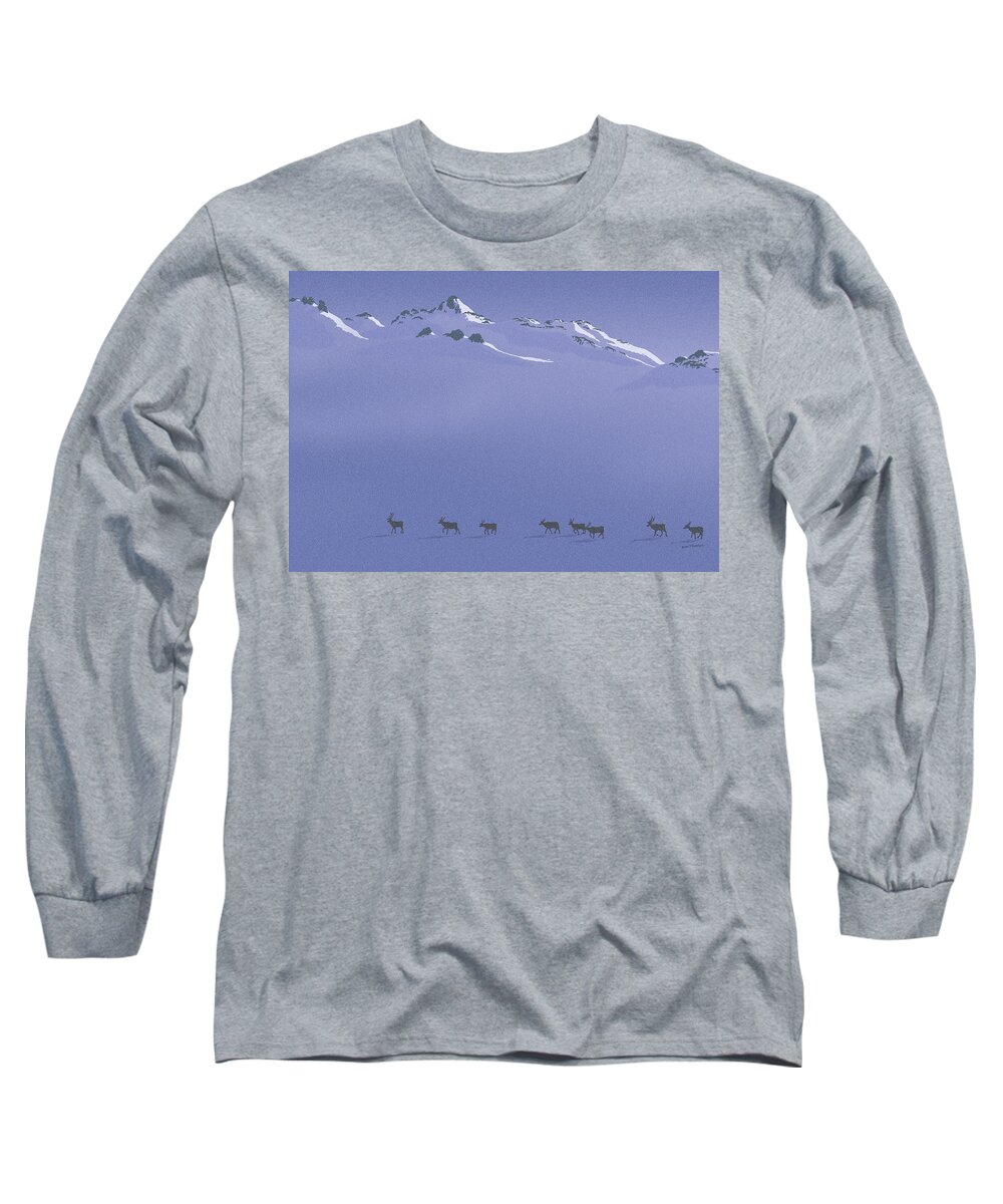 Caribou Long Sleeve T-Shirt featuring the digital art Caribou Trail by Peter Rashford