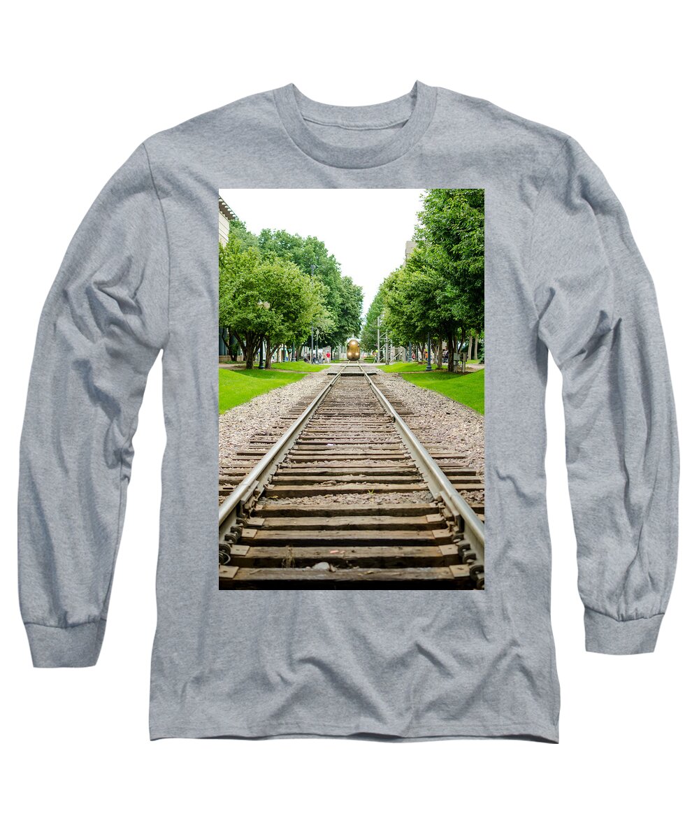 Cedar Rapids Long Sleeve T-Shirt featuring the photograph Cedar Rapids Train Coming Down the Tracks by Anthony Doudt