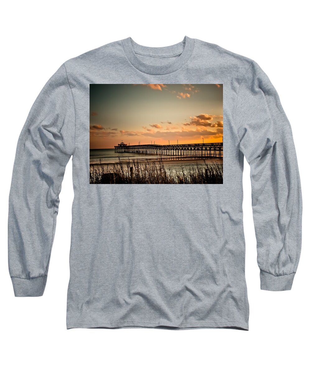 Cherry Grove Long Sleeve T-Shirt featuring the photograph Cherry Grove Pier Myrtle Beach SC by Trish Tritz