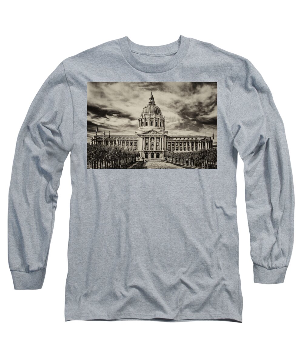 San Francisco Long Sleeve T-Shirt featuring the photograph City Hall Antiqued Print by Diana Powell