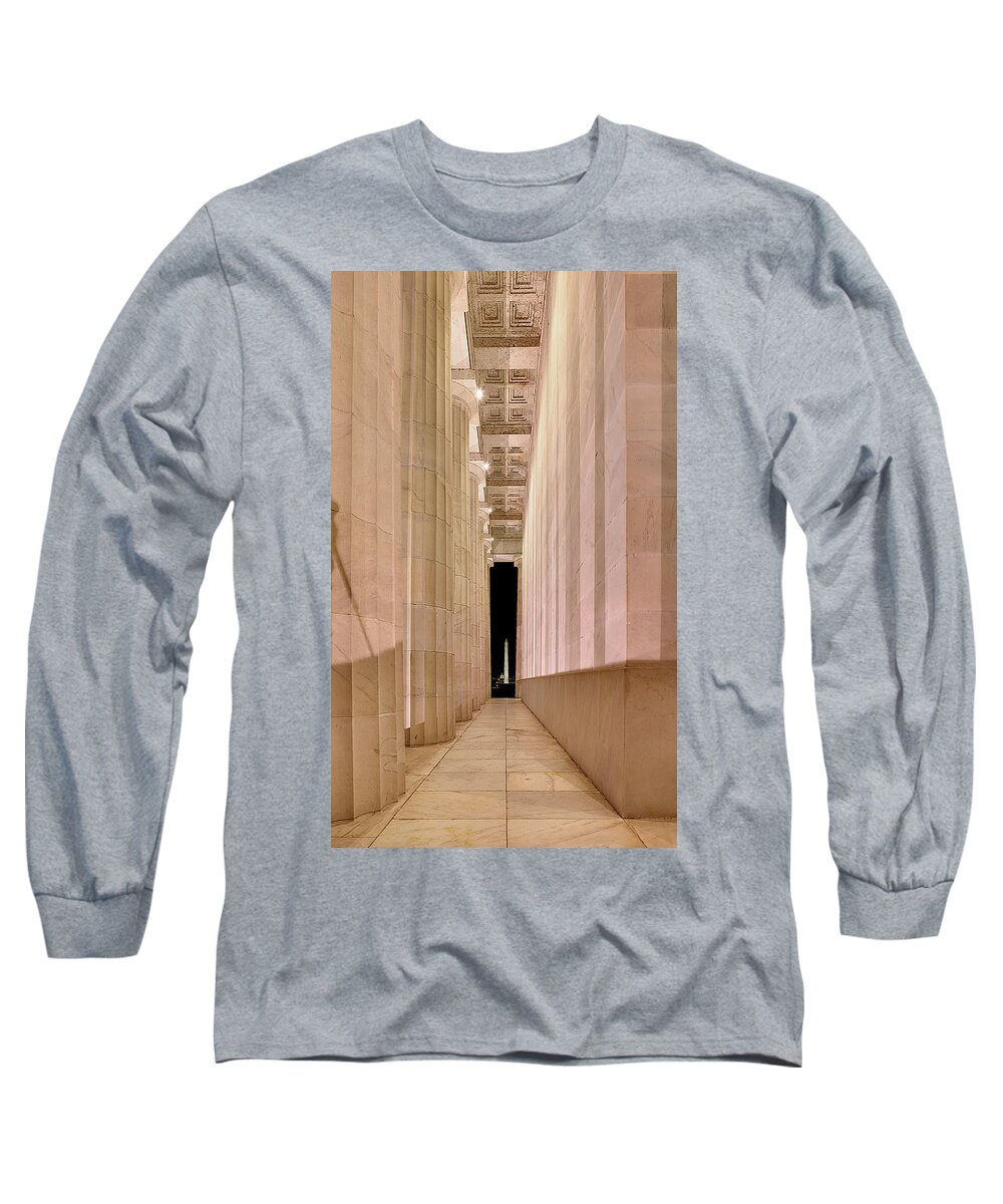 Metro Long Sleeve T-Shirt featuring the photograph Columns and Monuments by Metro DC Photography