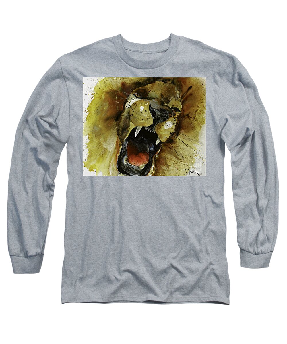 Animal Long Sleeve T-Shirt featuring the painting Cou-Rage-Ous by Kasha Ritter