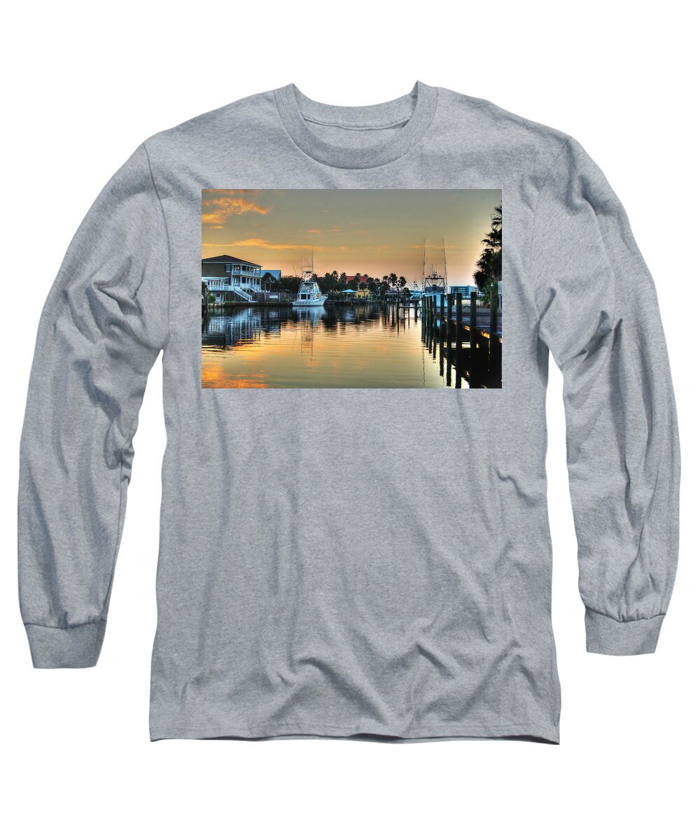 Alabama Long Sleeve T-Shirt featuring the photograph Dawn on a Orange Beach Canal by Michael Thomas