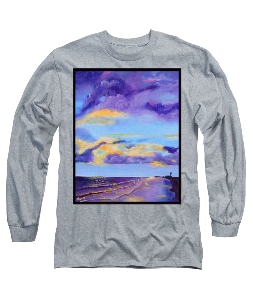 Coastal Scene Painting Long Sleeve T-Shirt featuring the painting Day's Farewell by Deborah Naves