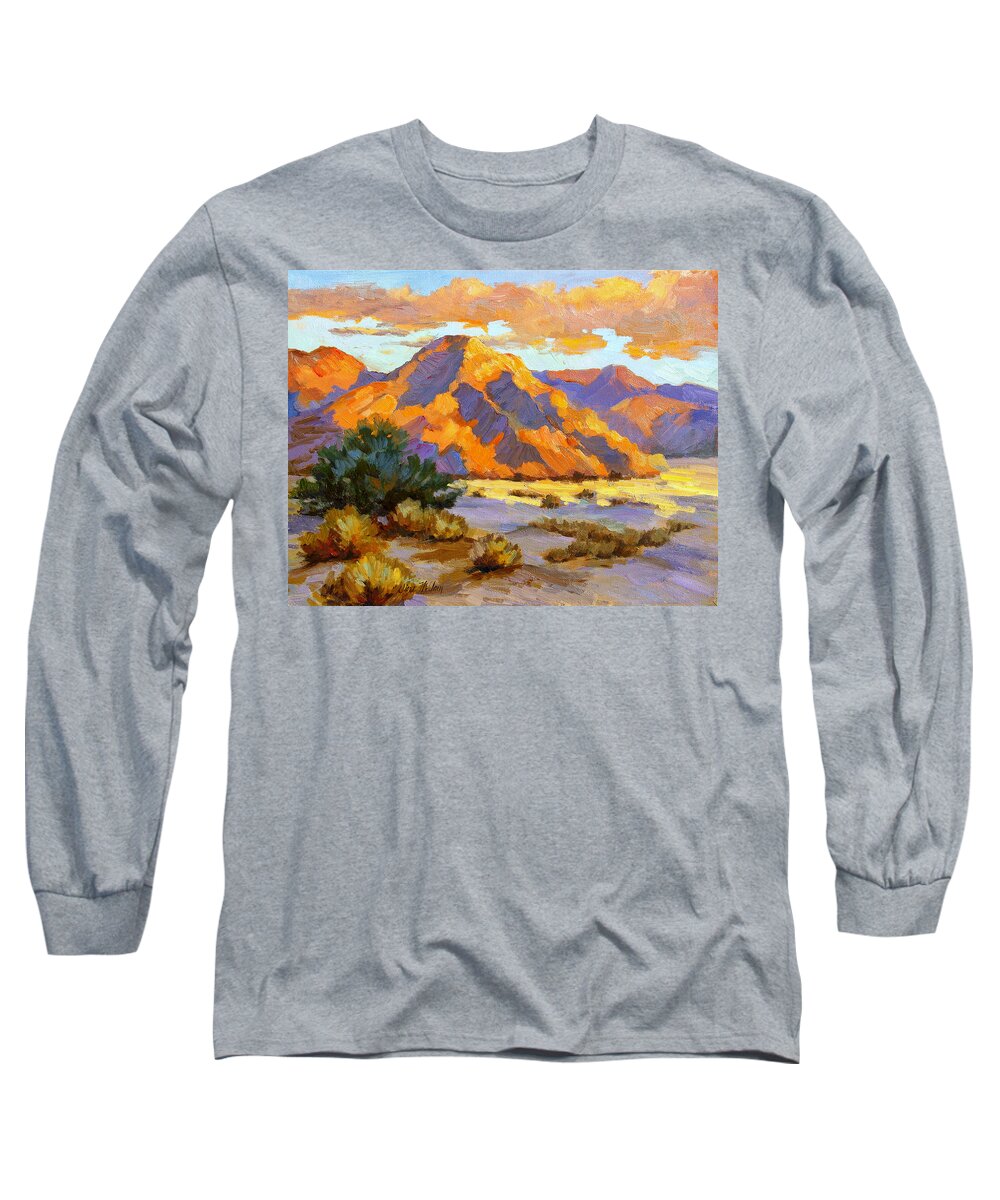 Desert Sunset Long Sleeve T-Shirt featuring the painting Desert Sunset by Diane McClary