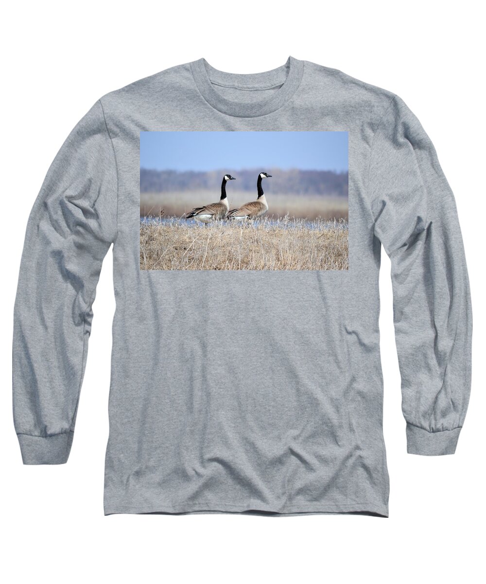 Canadian Geese Long Sleeve T-Shirt featuring the photograph Double Vision by Bonfire Photography