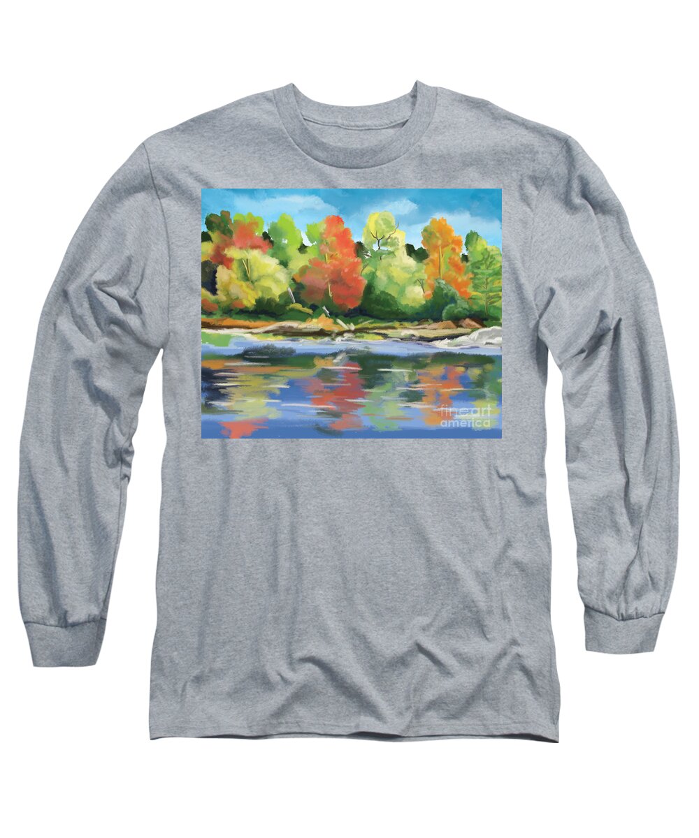 River Long Sleeve T-Shirt featuring the painting Down By The River by Tim Gilliland